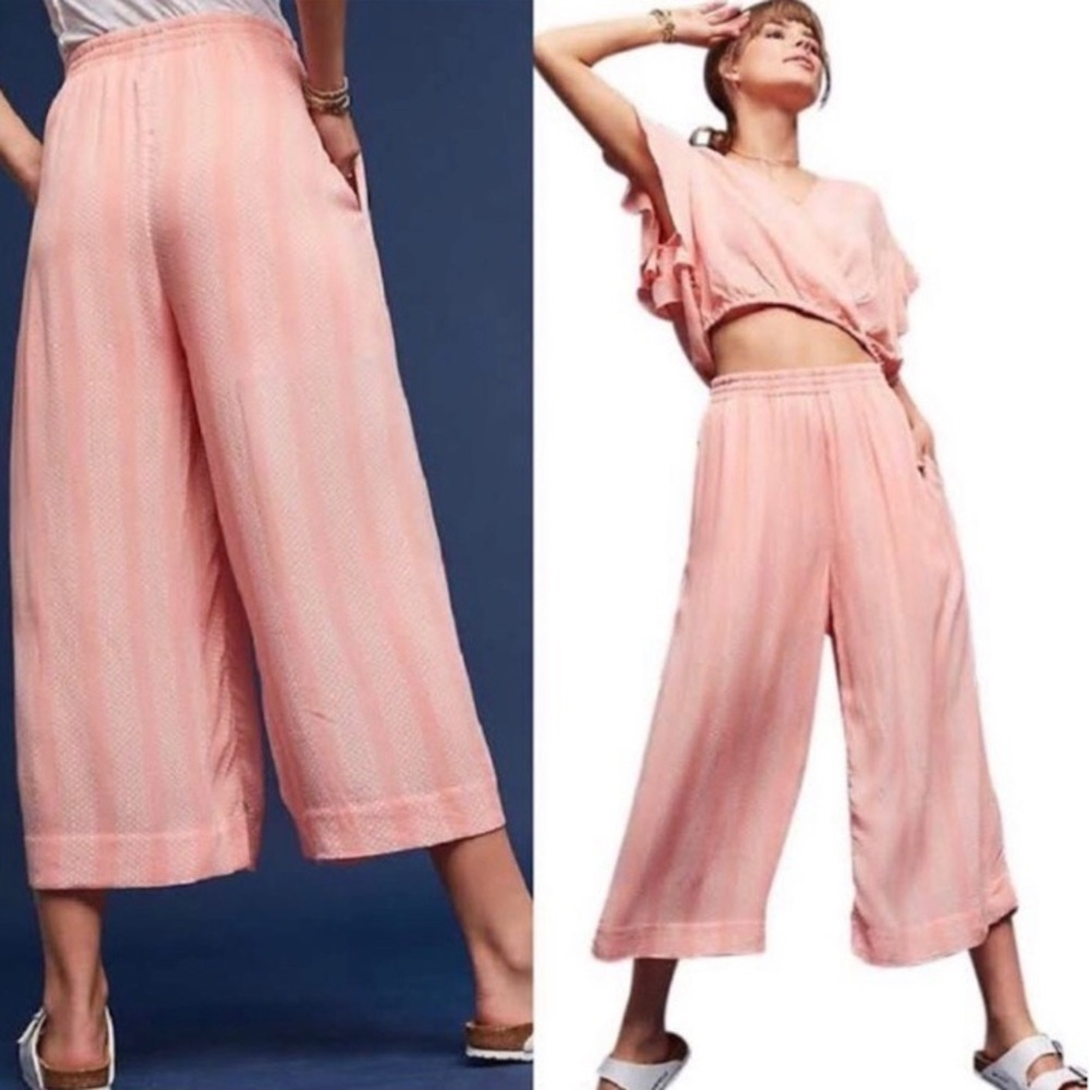 Anthropologie Pink Wide Leg Pants